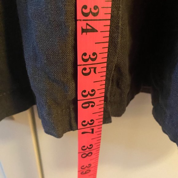 Conscious Clothing Black Linen Shirt Dress with Pockets and Snap Buttons - Picture 7 of 11